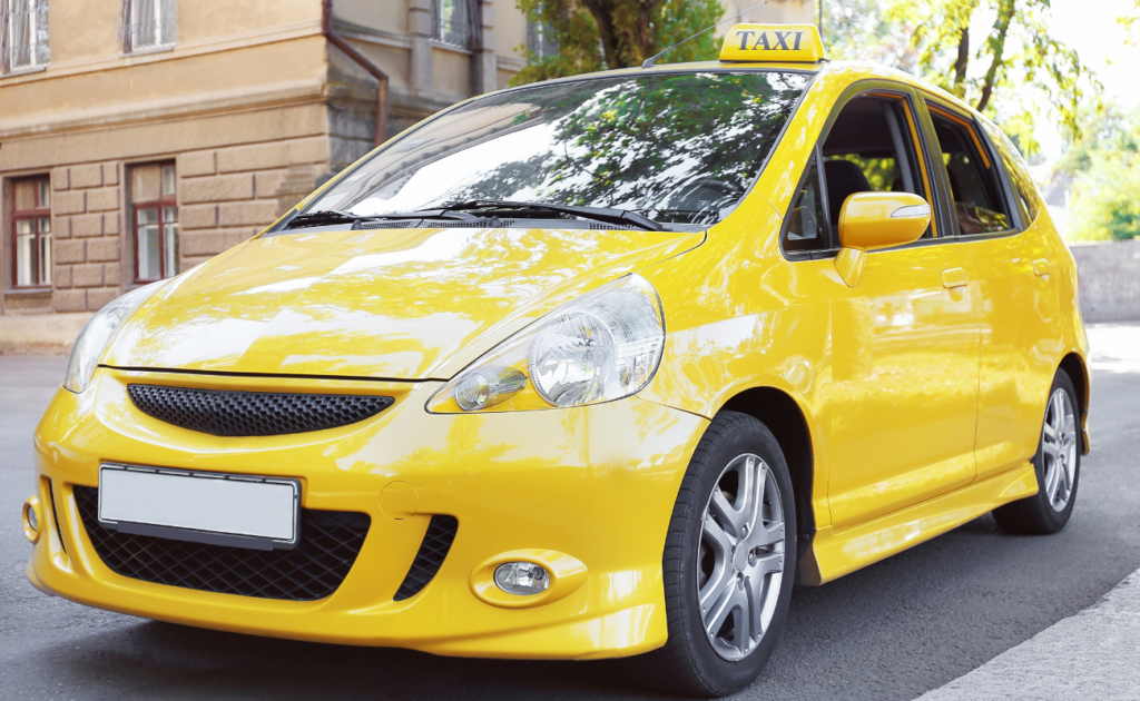 Yellow taxi in a street